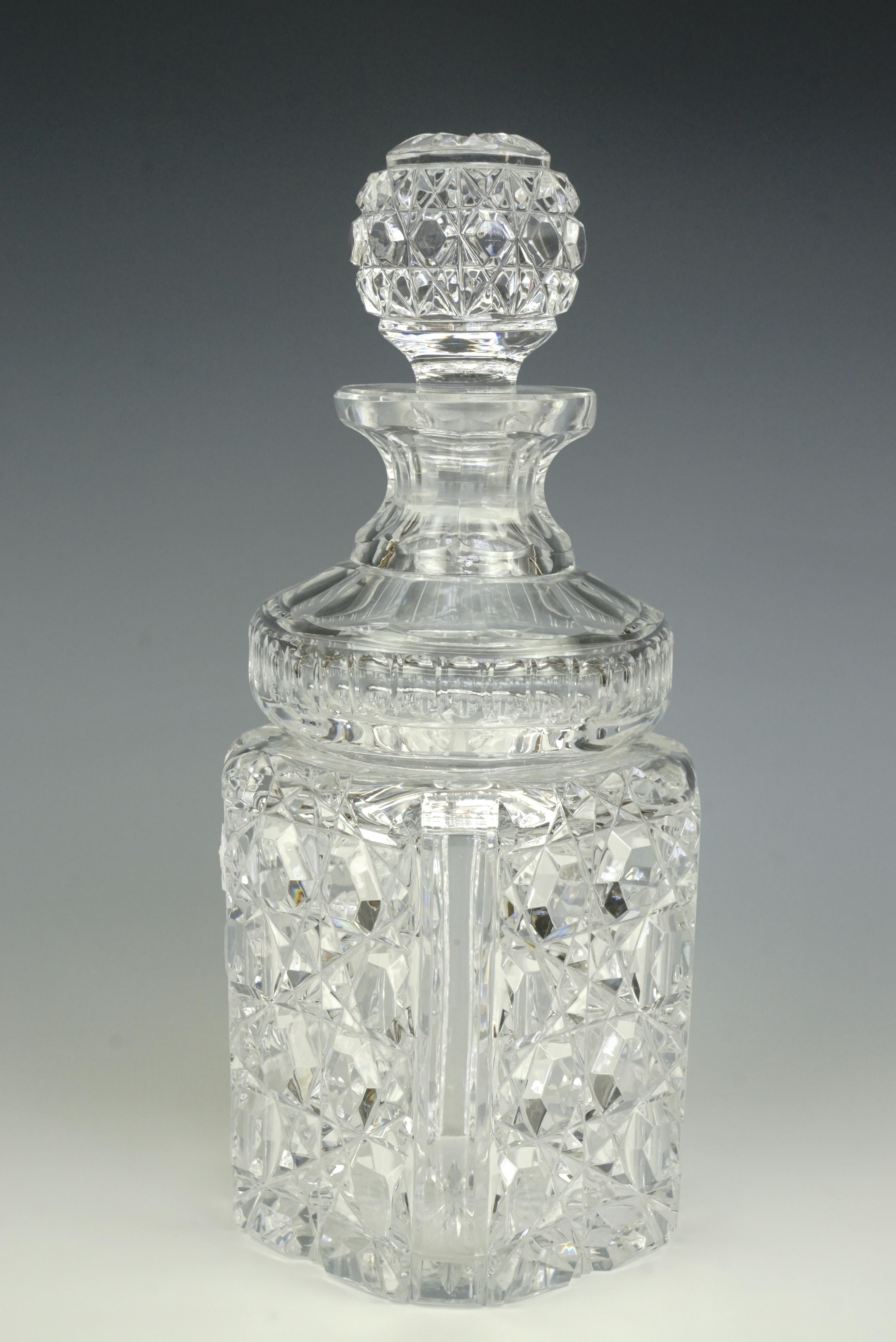 A heavy cut glass spirit decanter, of distinctive form, 27 cm - Image 2 of 2