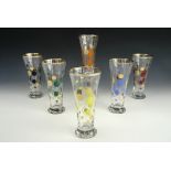 A set of six 1960's kitsch drinking glasses.