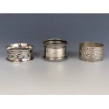 Three antique silver napkin rings