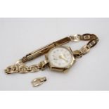 A 1950s lady's 9 ct gold cocktail watch by J W Benson of London, 11.5 g excluding movement