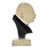 A Second World War naive painted wooden silhouette of Winston Churchill