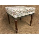 A Victorian overstuff-upholstered mahogany stool