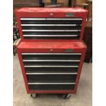 A Halfords tool chest / trolley and tools
