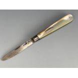 A Victorian mother-of-pearl handled silver fruit knife