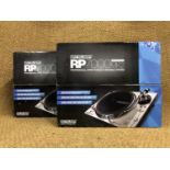 Two Reloop RP7000 Mk 2 Silver edition professional upper torque turntable systems / record decks,