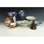 Two late Quing Chinese porcelain footed dishes, other Chinese and Japanese ceramics etc.