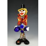 A Murano glass clown, bearing its original label, circa 1950s - 1960s, 25 cm