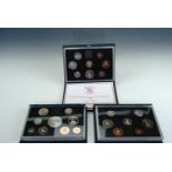 Three Royal Mint United Kingdom Proof Coin Collections, for the years 1988, 1984, and 1996, with