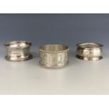 Three antique silver napkin rings