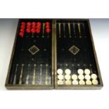 A 19th Century Chinese export gilt black lacquer folding chess and backgammon board, together with