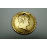An 1822 Spanish 80 Reales gold coin