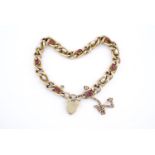 A Victorian pink paste, blister pearl and rolled gold bracelet, with 9 ct gold heart shaped