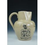 A Bourne Denby Welsh commemorative jug, of shouldered form, with loop handle, cylindrical neck and