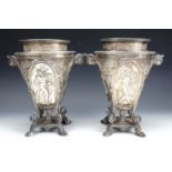 A pair of Victorian Elkington electroplate "Graeco-Pompeian" wine coolers, designed by Auguste