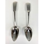 Two George III Scottish Provincial silver table spoons by William Ritchie, fiddle pattern, with