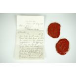 Two wax seal impressions together with a related letter dated 1896