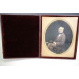 A cased tinted portrait photograph of Richard Redmond Caton (1806 - 1897), of Binbrook , in the