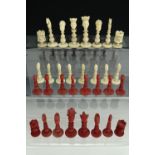 A late 18th / early 19th Century Chinese / Canton export ivory chess set, likely Macau, Kings