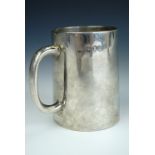 A Victorian silver cup, of tapering cylindrical form, engraved with a monogram and the date 1904,