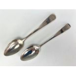 [Scottish Provincial] Two George Greenoch silver Old English pattern teaspoons, each engraved with a