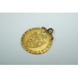 A 1798 gold half guinea coin fob, 4.4 g