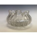A late 19th Century free blown glass bowl, of organic compressed and lobed form, having an