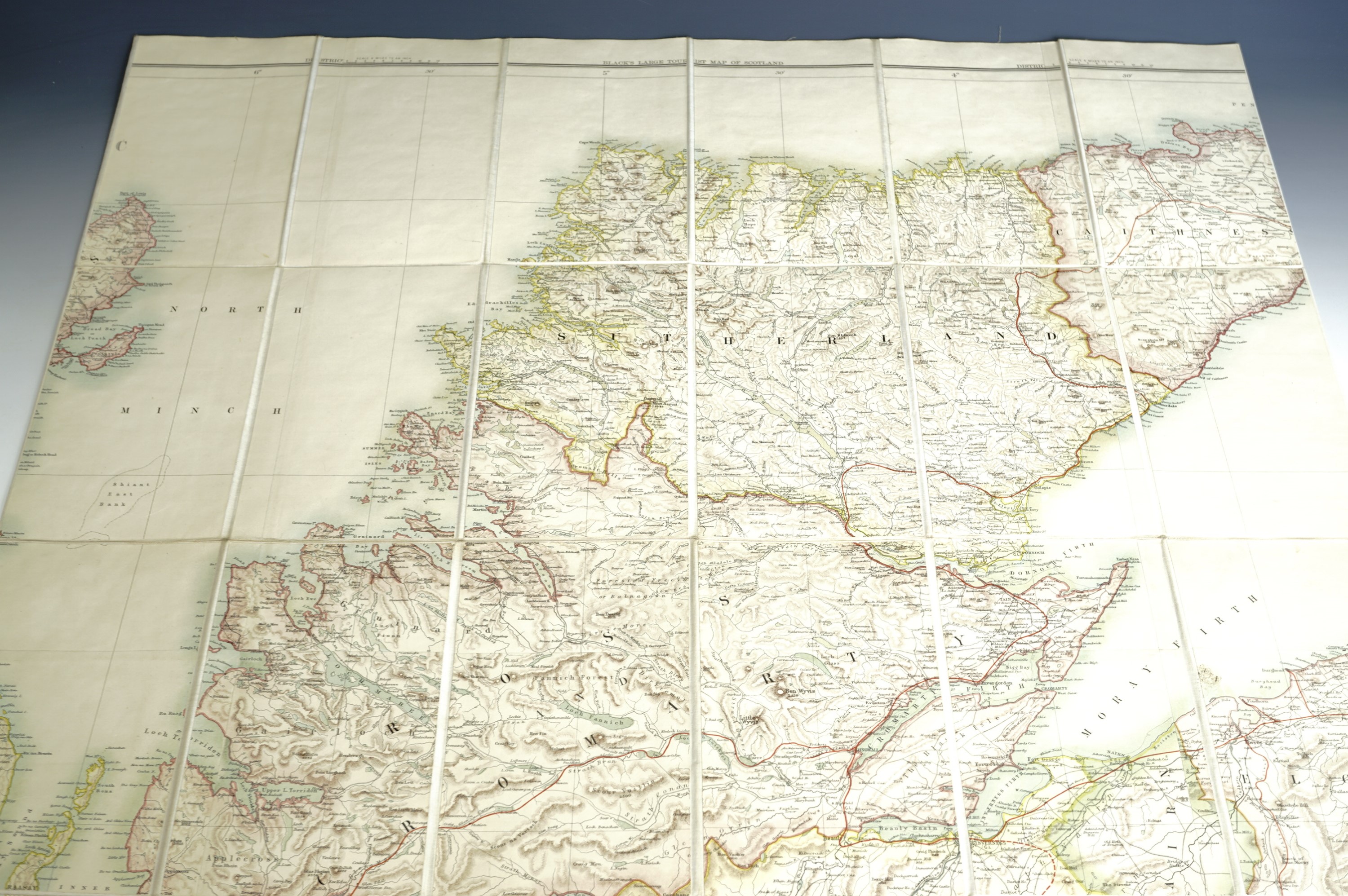 "Black's Large Tourist Map of Scotland. Compiled from the Ordnance, Admiralty & other Surveys", - Image 2 of 8
