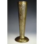 An early 20th Century Beldray Art Nouveau brass vase, 29 cm