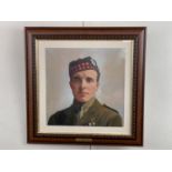 [Victoria Cross / Medal] A portrait of Captain Noel Chavasse VC and Bar, MC, acrylic, late 20th