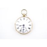 A Victorian 18 ct gold open-faced key-wound lever pocket watch by Butt of Chester, 83 g, 47 mm