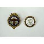 A 1929 Glasgow Celtic Congress enamelled badge and a Royal National [Gaelic] Mod badge