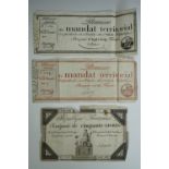 A group of Revolutionary French Assignats, Mandats territoriaux and a 1784 mille livres banknote