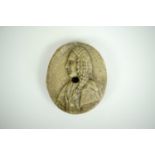 A wax seal bearing the relief profile bust of Duncan Forbes of Culloden, 6 cm x 5 cm