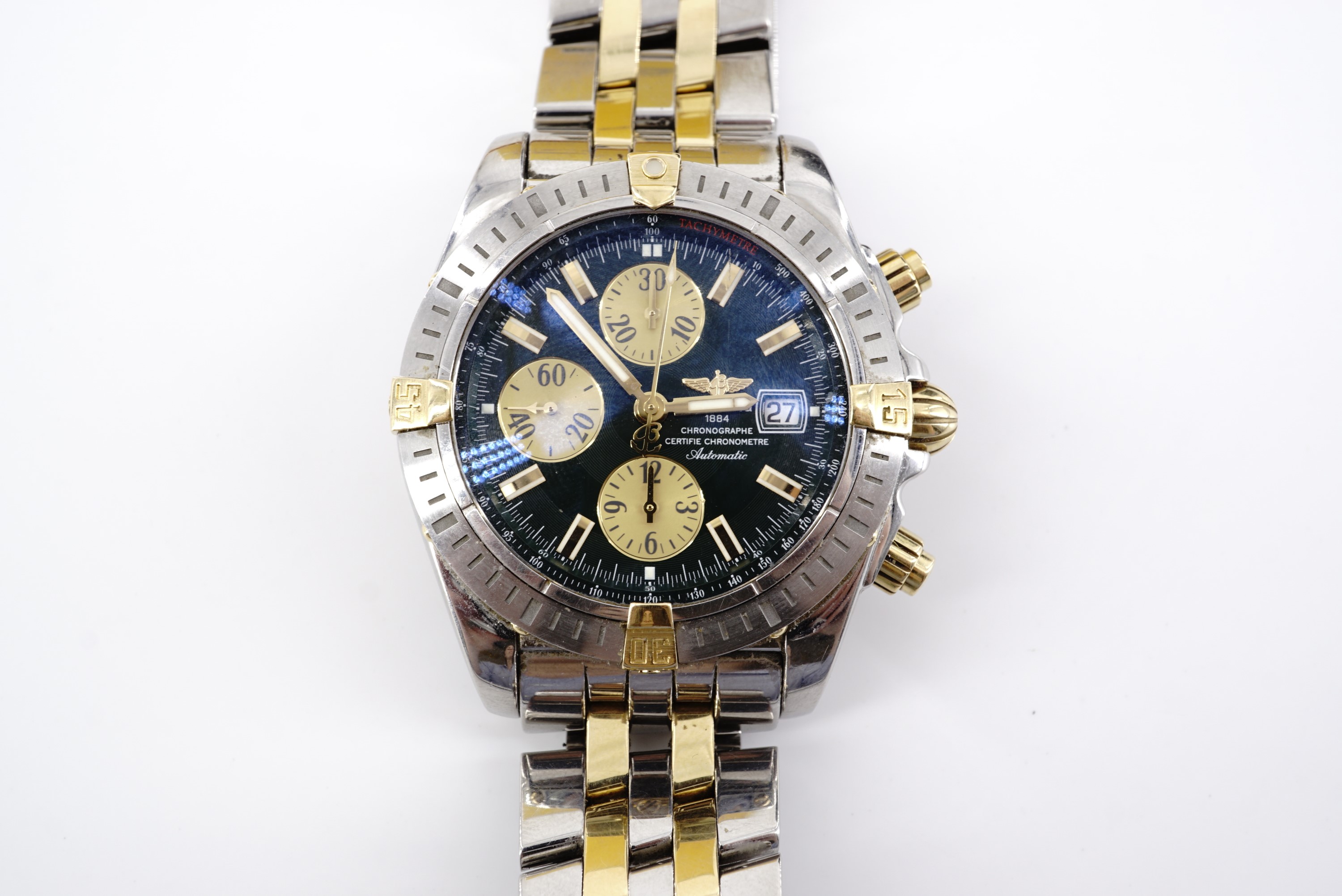 A Breitling Chronographe Certifie Chronometre Automatic wristwatch, in stainless steel with yellow