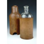 A 1930s J. H. Browne "Dorfwych Perfumer" of London eau de toilette bottle / flask, with leather