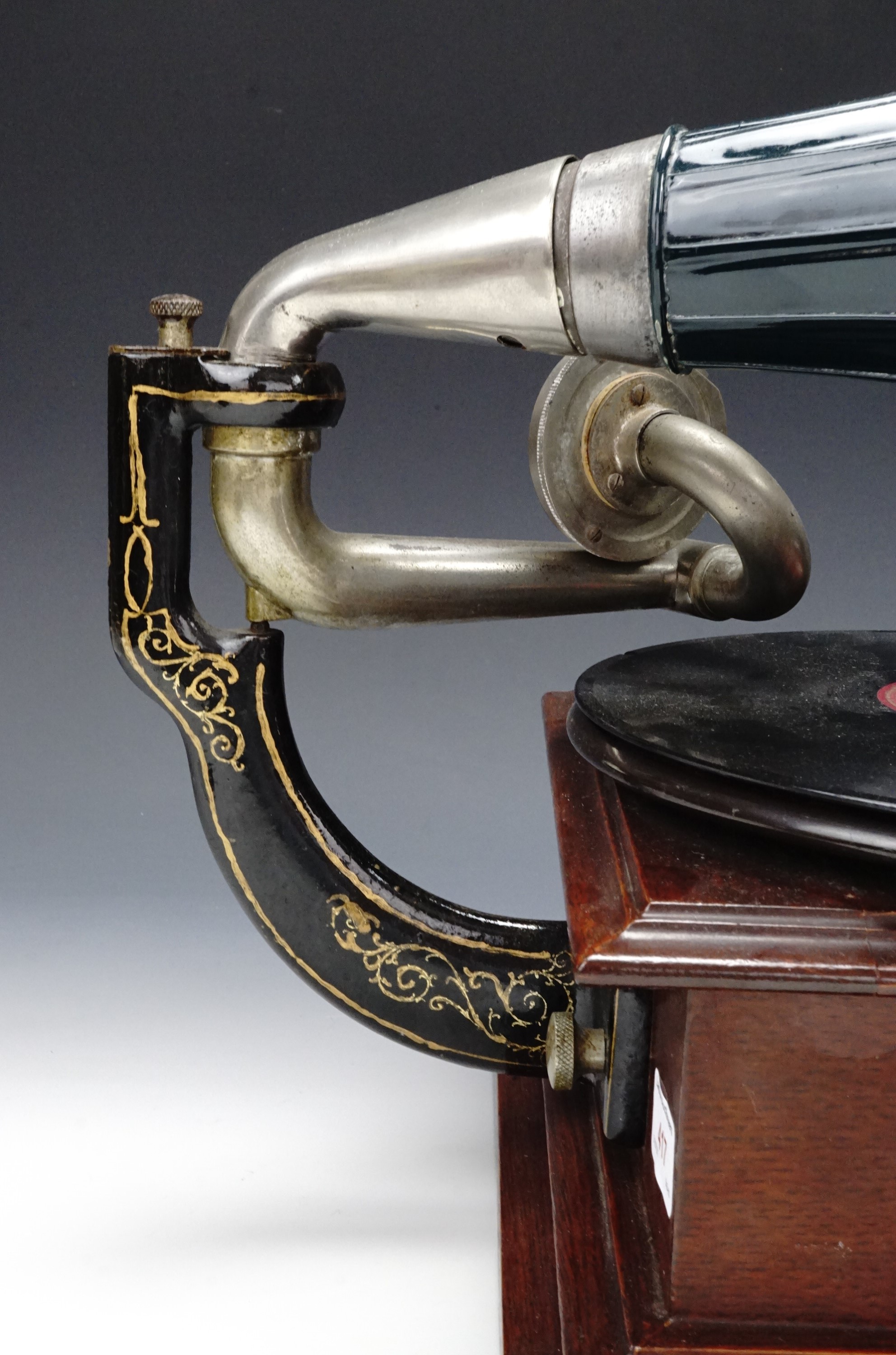 An early 20th Century table top gramophone with Garrard No. 20 motor, "Crescendo" Junior sound - Image 2 of 6