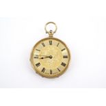 A Victorian 18 K yellow metal fob watch By Baume of Geneva, having a key-wound movement and engraved