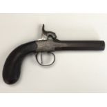 An early 19th Century pocket percussion pistol, barrel 7.5 cm, 18 cm overall