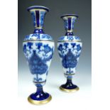 A pair of James McIntyre Burslem Pottery "Aurelian Ware" vases, of inverted baluster form, with
