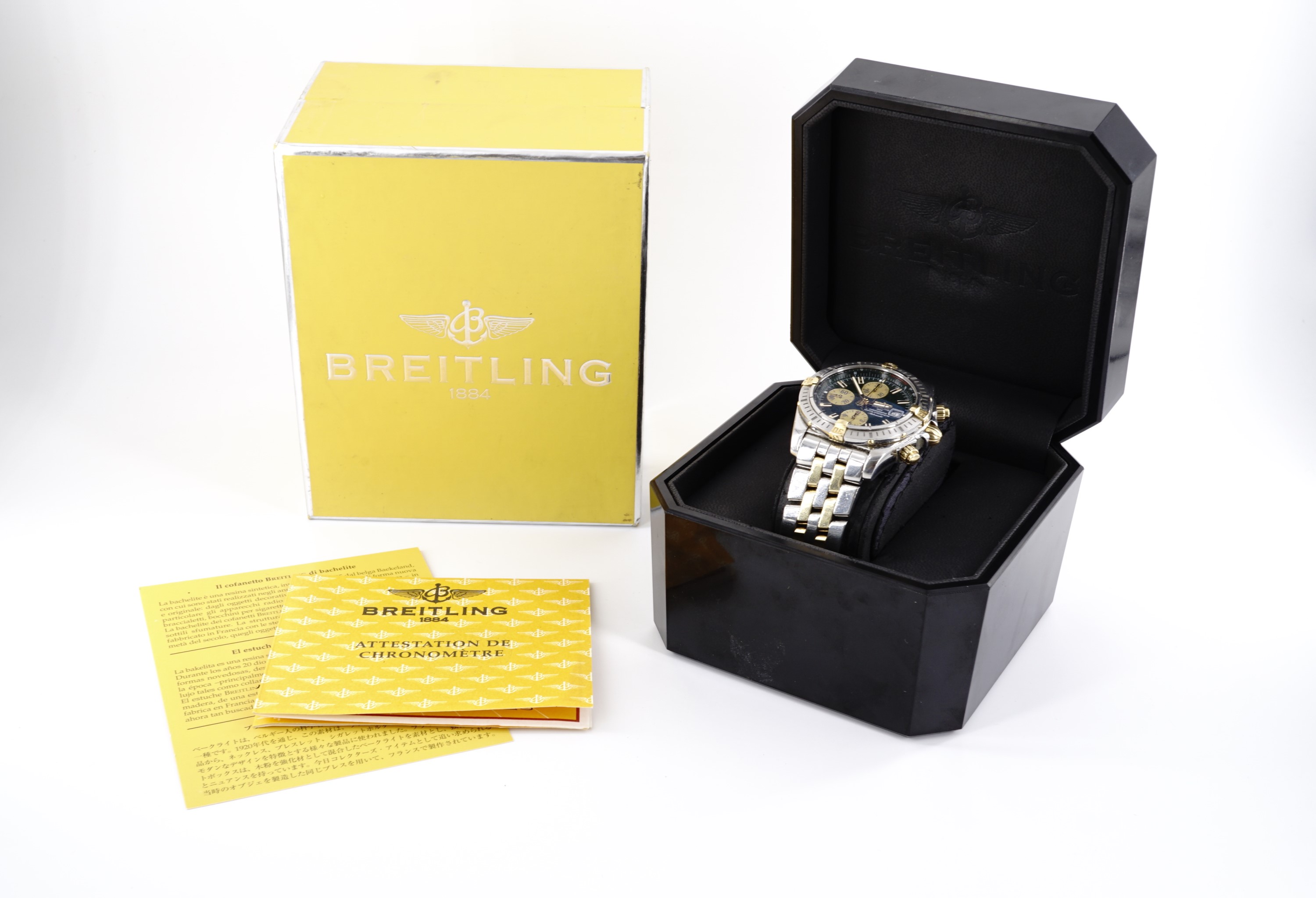 A Breitling Chronographe Certifie Chronometre Automatic wristwatch, in stainless steel with yellow - Image 3 of 4