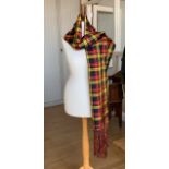 An antique Highland Society MacMillan "Old Modern" silk tartan sash, trimmed with tassels, 220 x