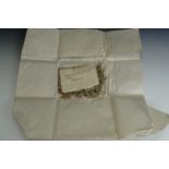 A fragments of 18th Century printed cotton tester bed drapery from the bed at Culloden House in