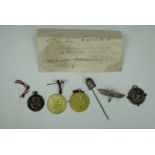 Lalique designed and other Great War French patriotic pin badges and fob medallions