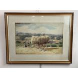 Thomas Bushby (1861-1918) A hay gathering genre scene, with horse and cart centrally placed,