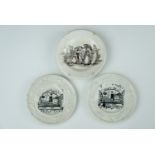 A pair of Victorian pearlware souvenir pin dishes for children, with transfer-printed decal to the