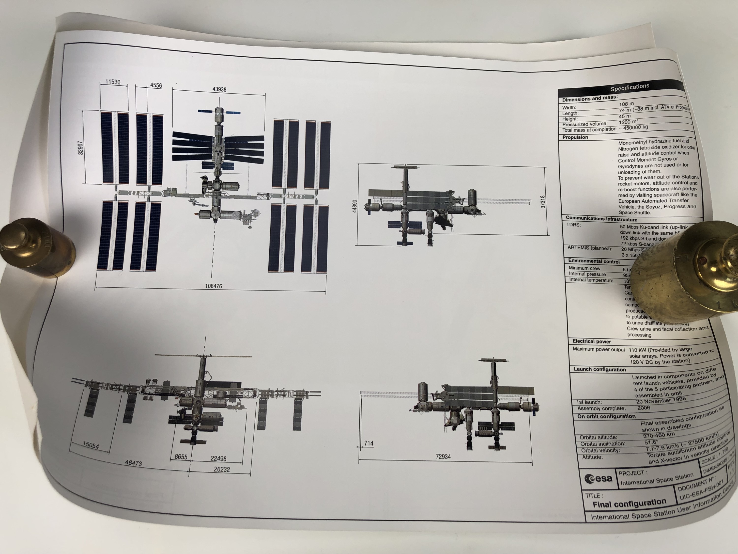 Three small European Space Agency International Space Station charts / posters, 29 cm x 42 cm - Image 2 of 3