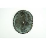 A bronze / copper seal bearing the relief profile bust of Duncan Forbes of Culloden, 7 cm x 6 cm