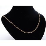 A 9 ct gold textured marine link neck chain, 66 cm, 12 g
