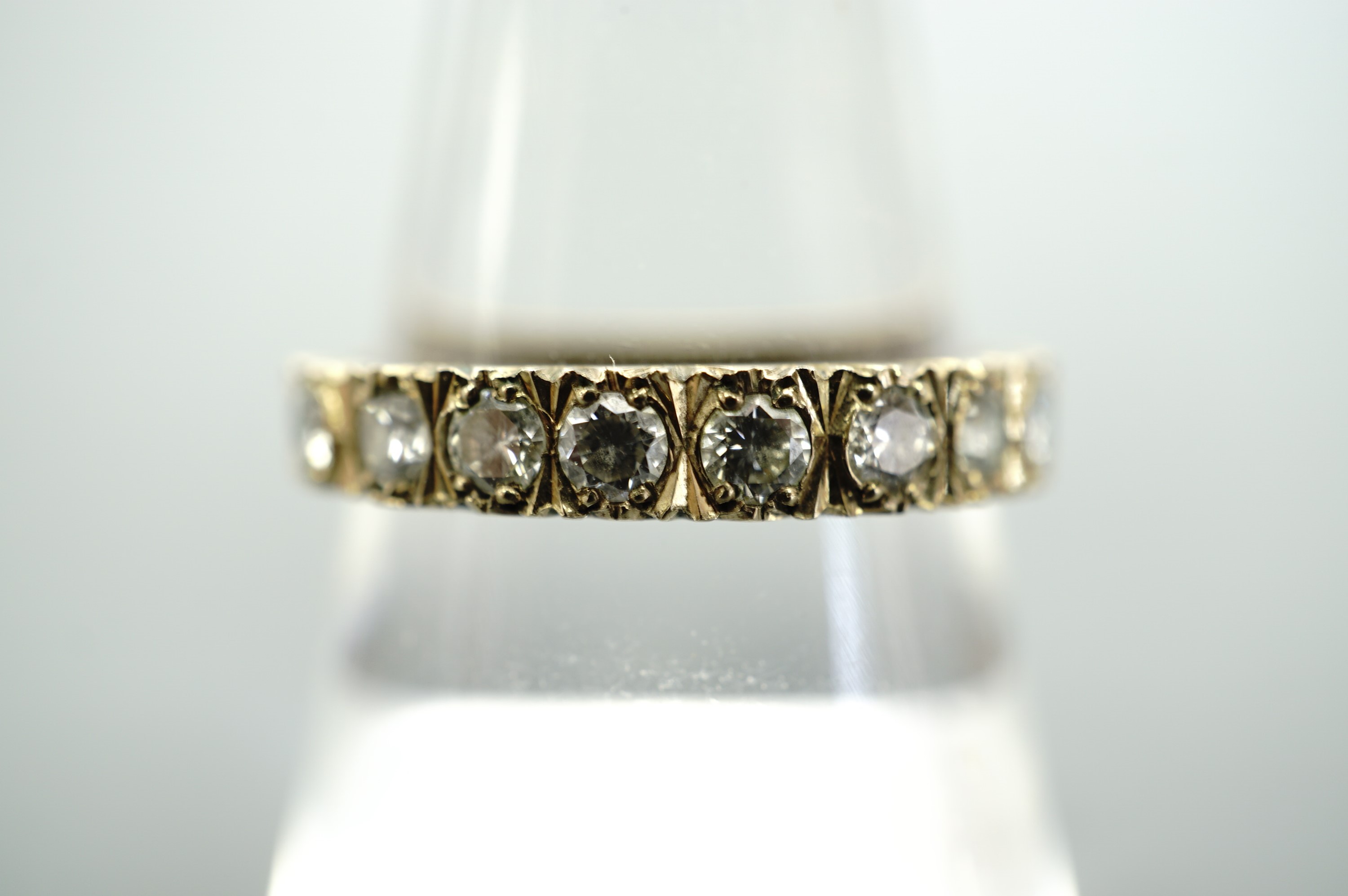 A diamond and 9 ct gold half-hoop eternity ring, P/Q, 2.4 g