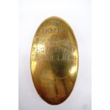 A 19th Century Welsh miner's brass-mounted horn snuff box, the cover naively engraved with the